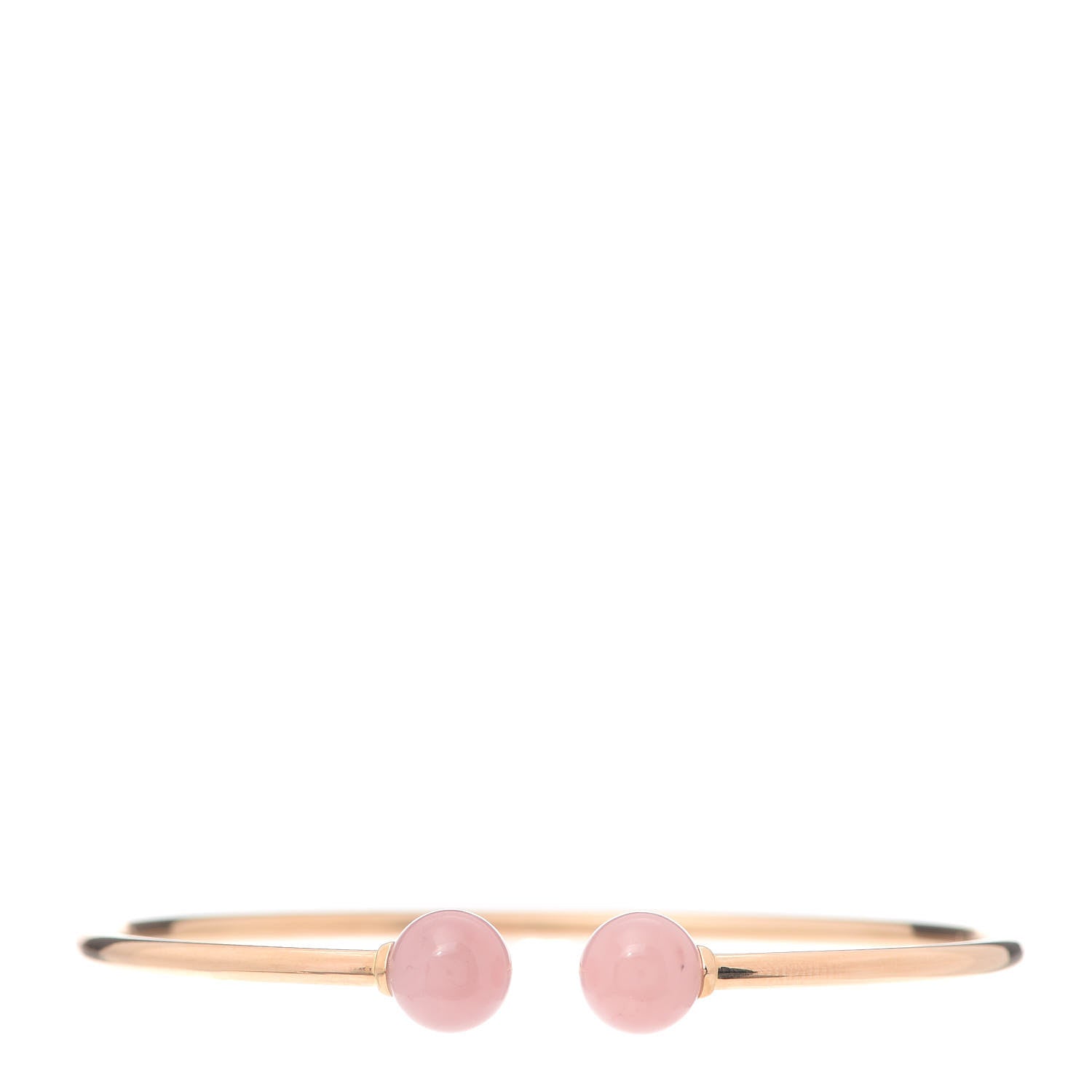 Tiffany 18K Rose Gold Rose Quartz HardWear Ball Wire Bracelet 1 of 5