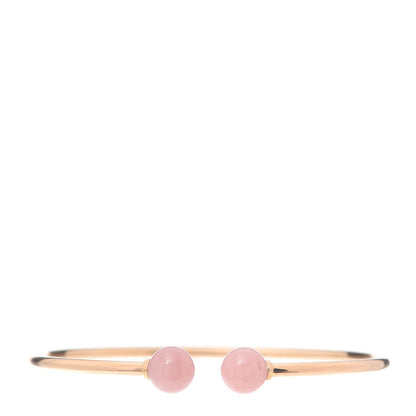 Tiffany 18K Rose Gold Rose Quartz HardWear Ball Wire Bracelet 1 of 5