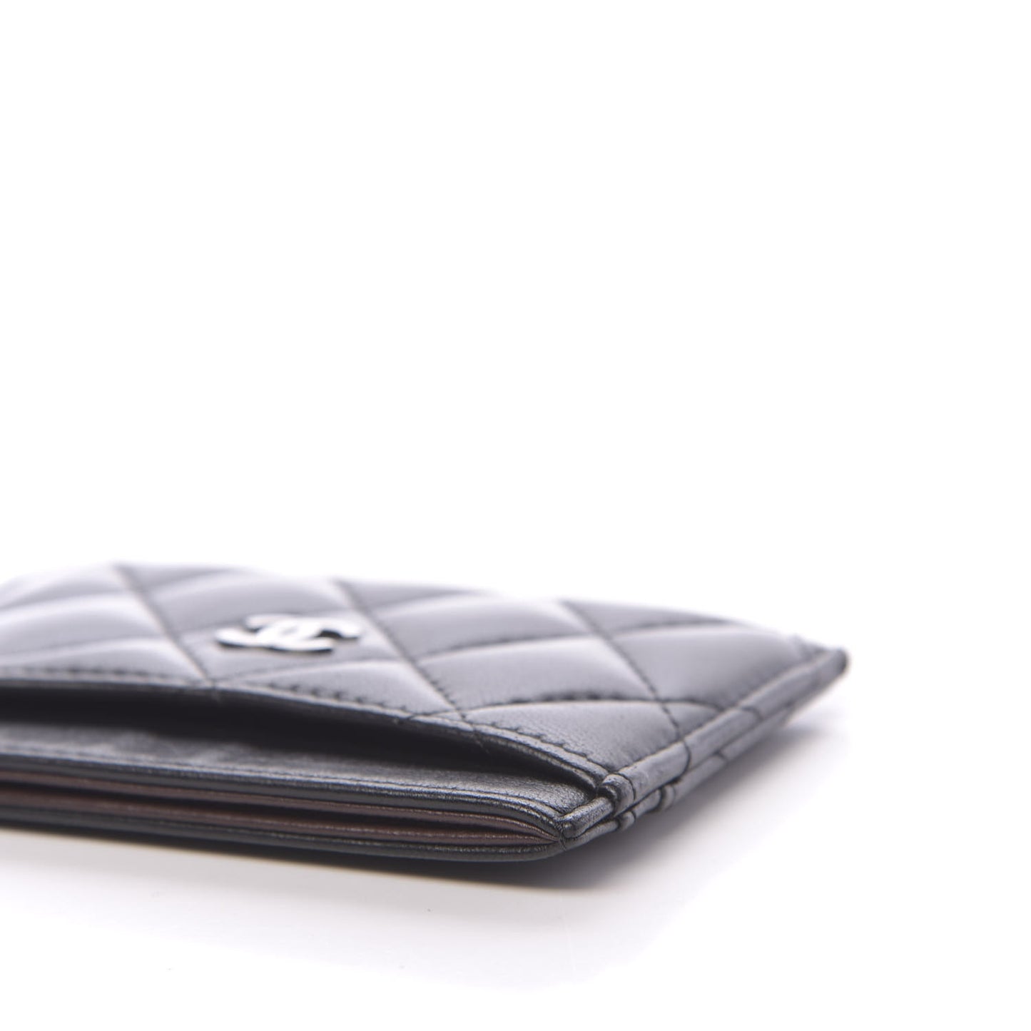 Lambskin Quilted Card Holder Black