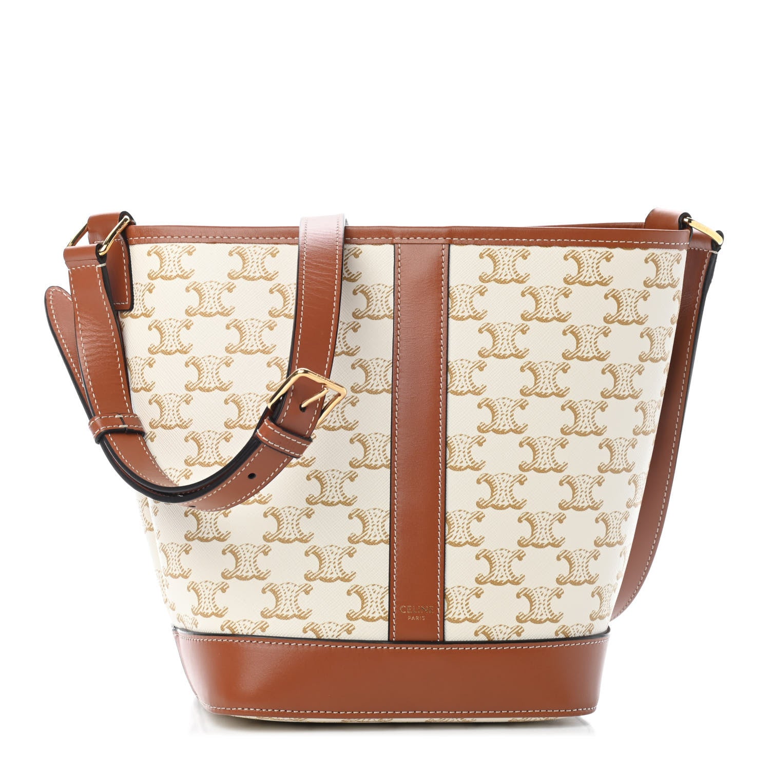 Celine Triomphe Canvas Calfskin Small Bucket Bag White 1 of 9