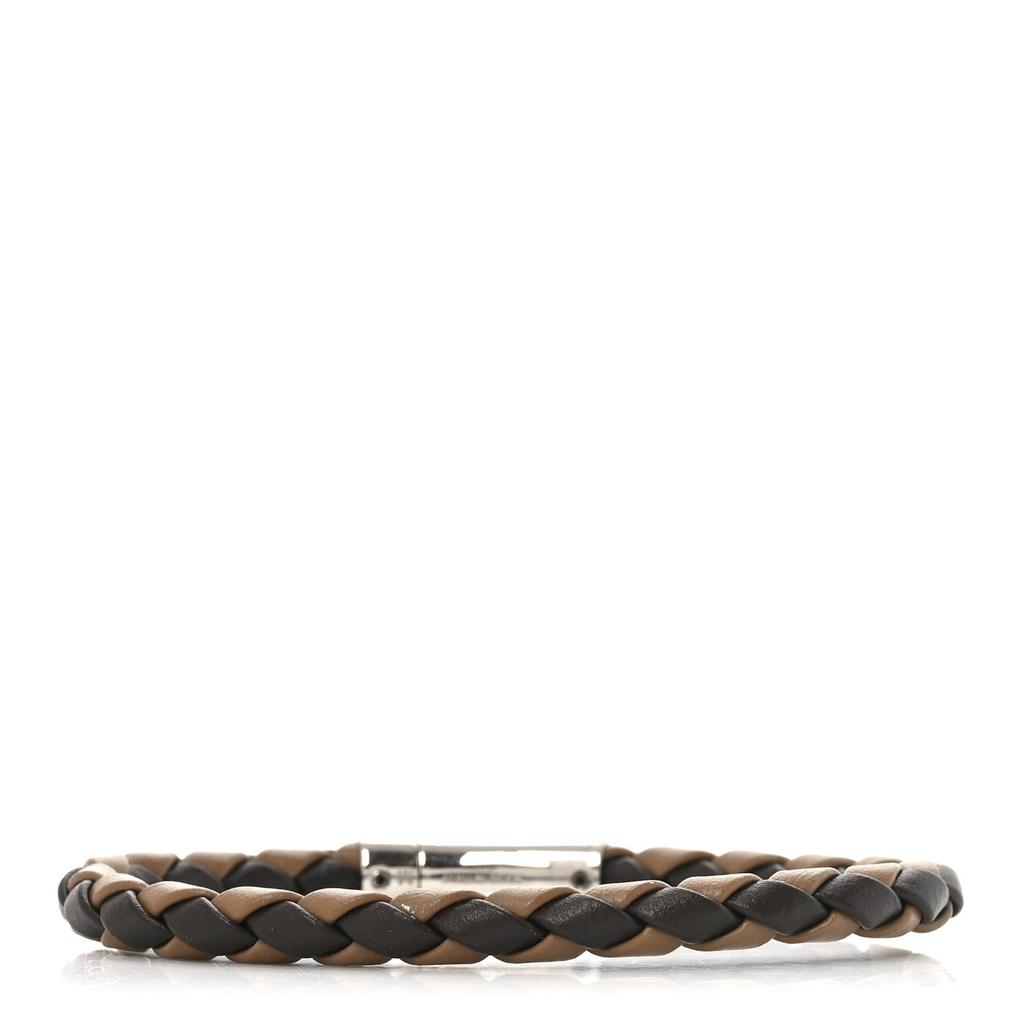 Calfskin Braided F Bracelet M Beige Brown