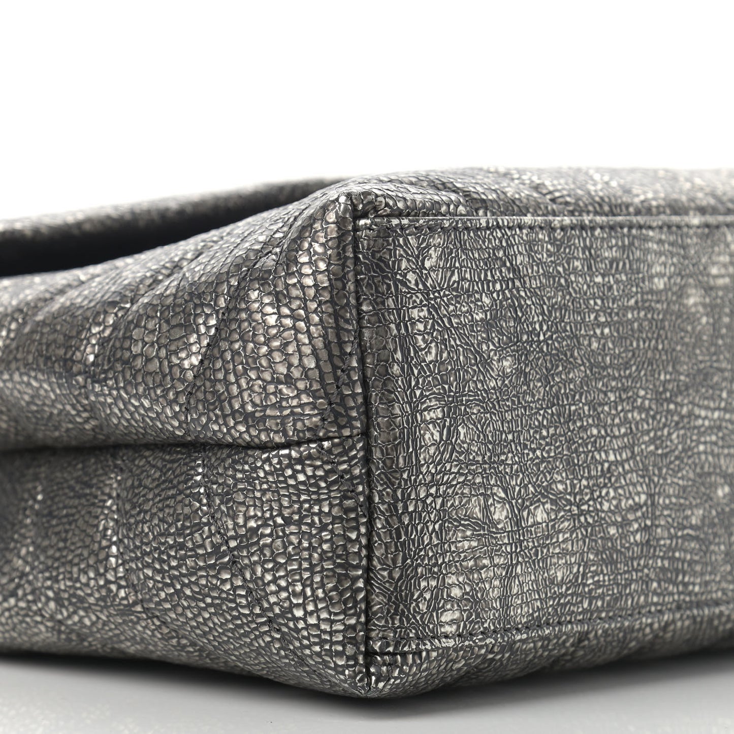 Metallic Grain De Poudre Monogram Small Loulou Chain Satchel Gun Metal