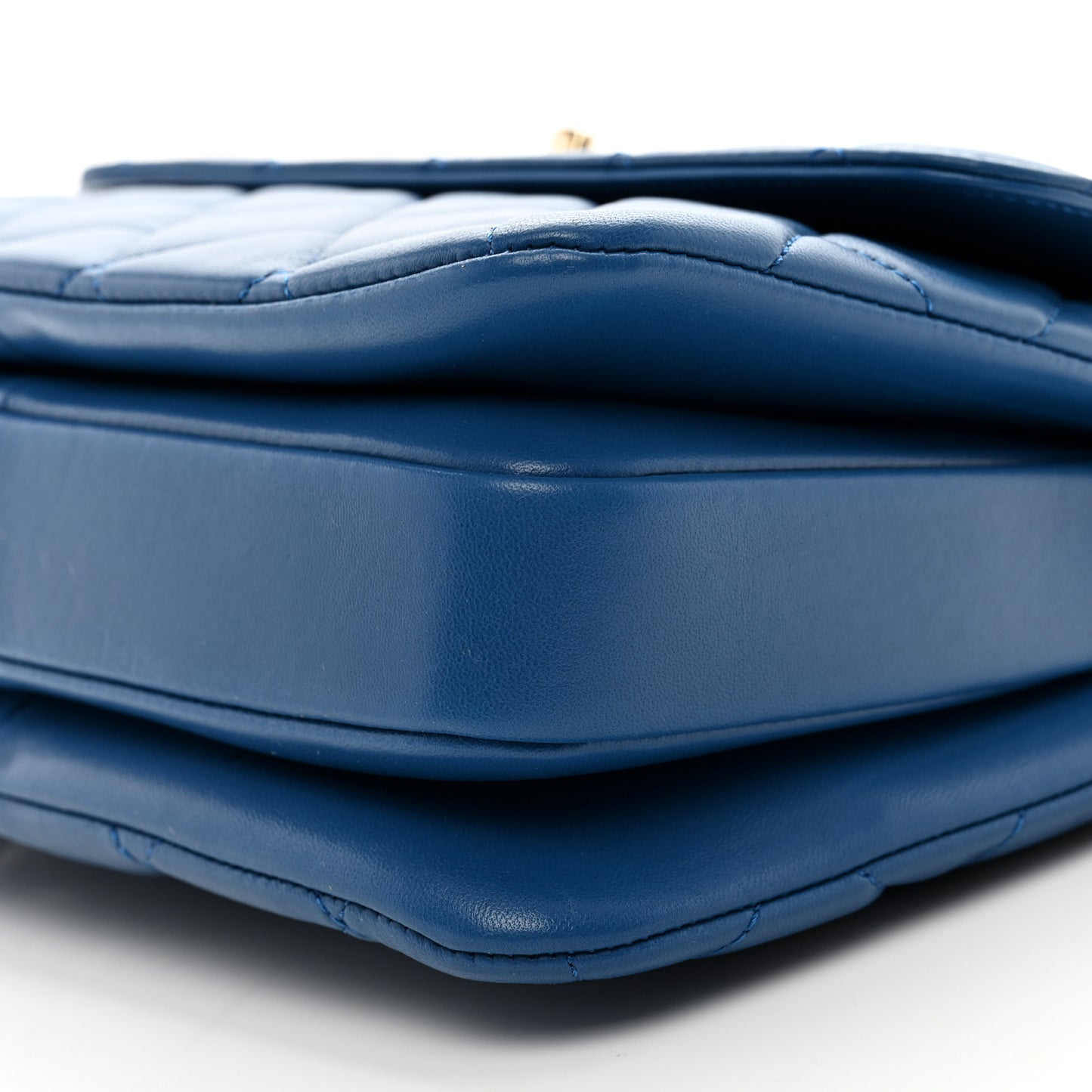 Lambskin Quilted Small Trendy CC Flap Dual Handle Bag Blue