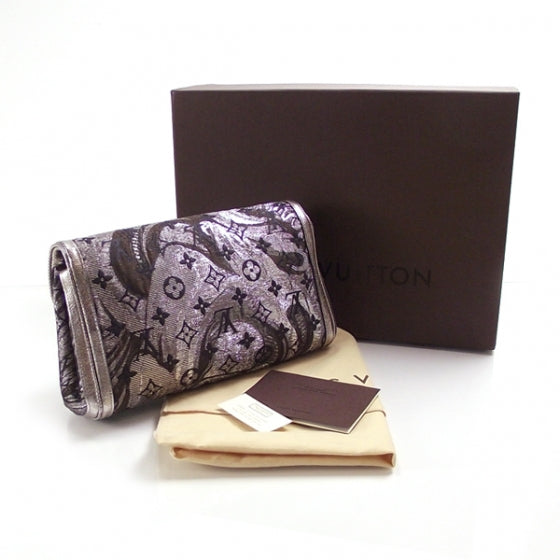 Louis Vuitton Brocade Thalie Clutch Silver 2 of 8