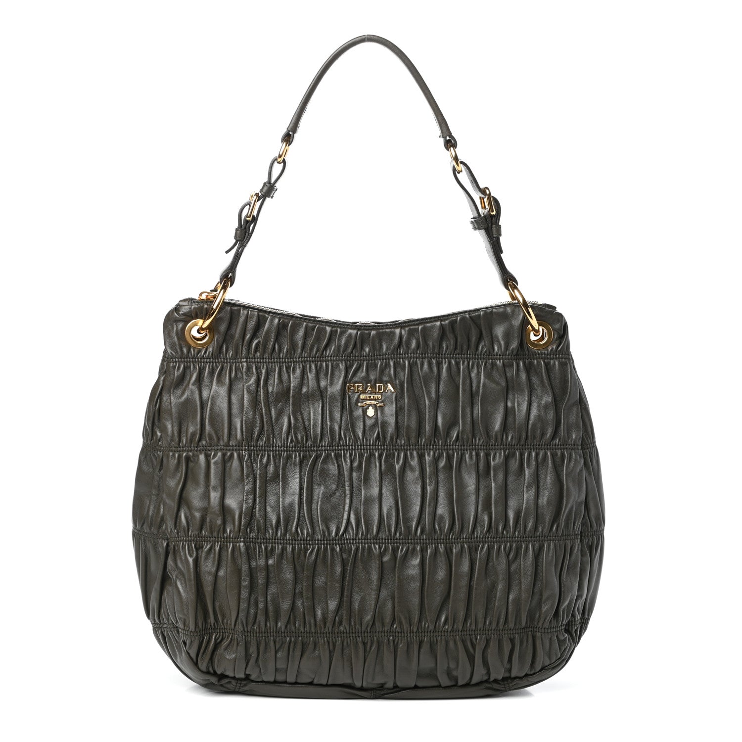 Prada Nappa Gaufre Hobo Militare 1 of 9