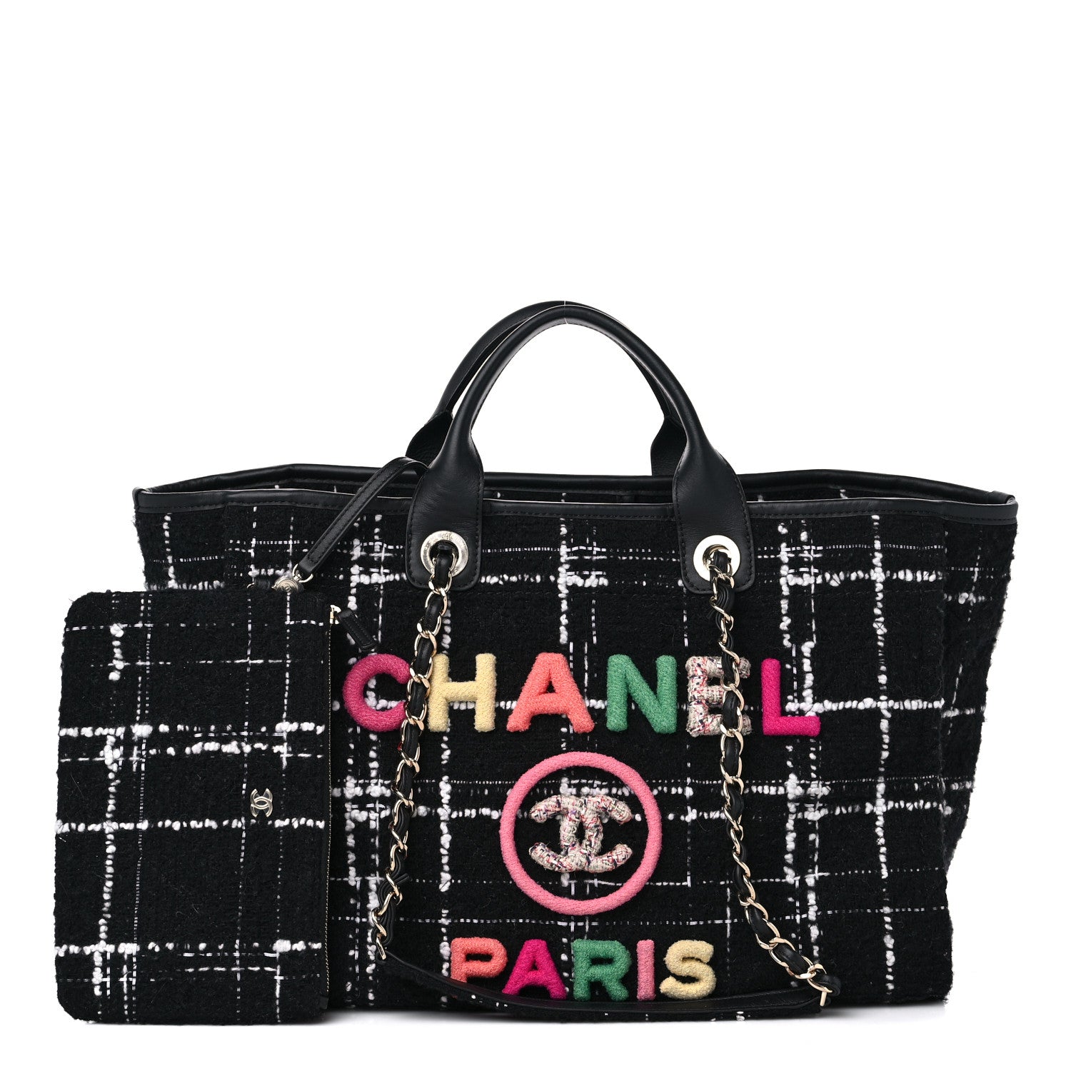 Chanel Tweed Medium Deauville Tote Black White Multicolor 1 of 10