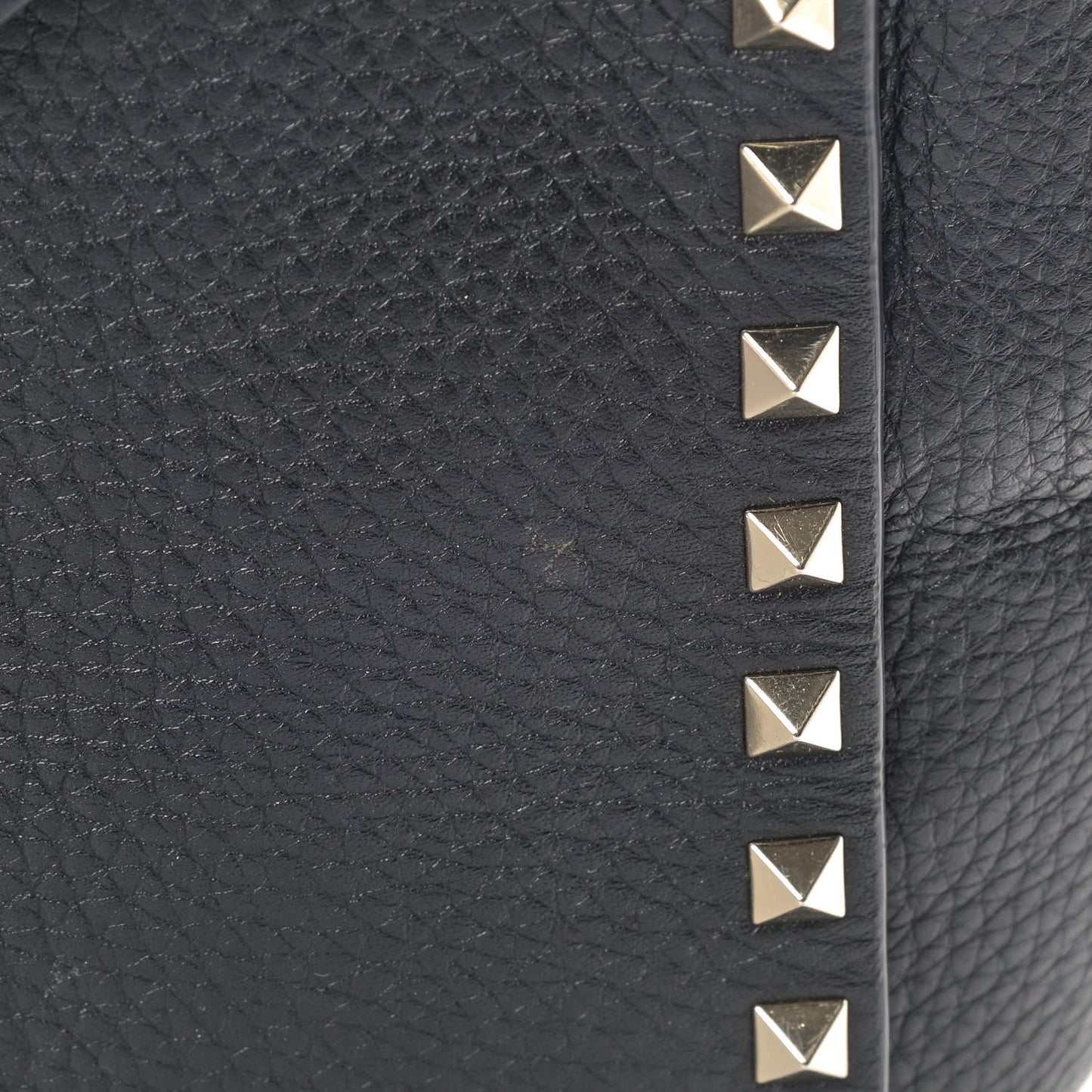 Grainy Calfskin Rockstud Single Handle Flap Bag Black