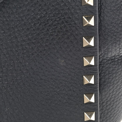 Valentino Garavani Grainy Calfskin Rockstud Single Handle Flap Bag Black 10 of 10