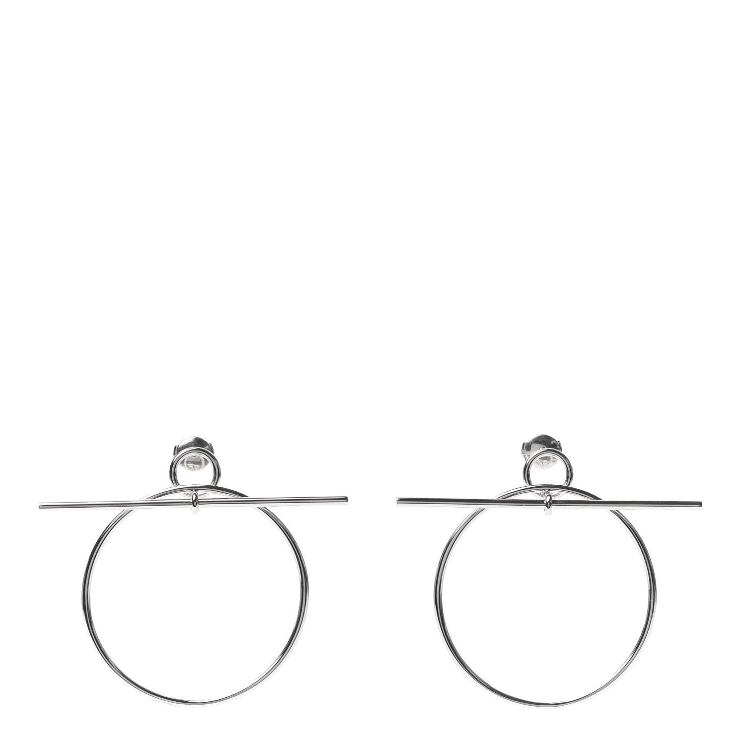 Hermes Sterling Silver MM Loop Earrings 1 of 7