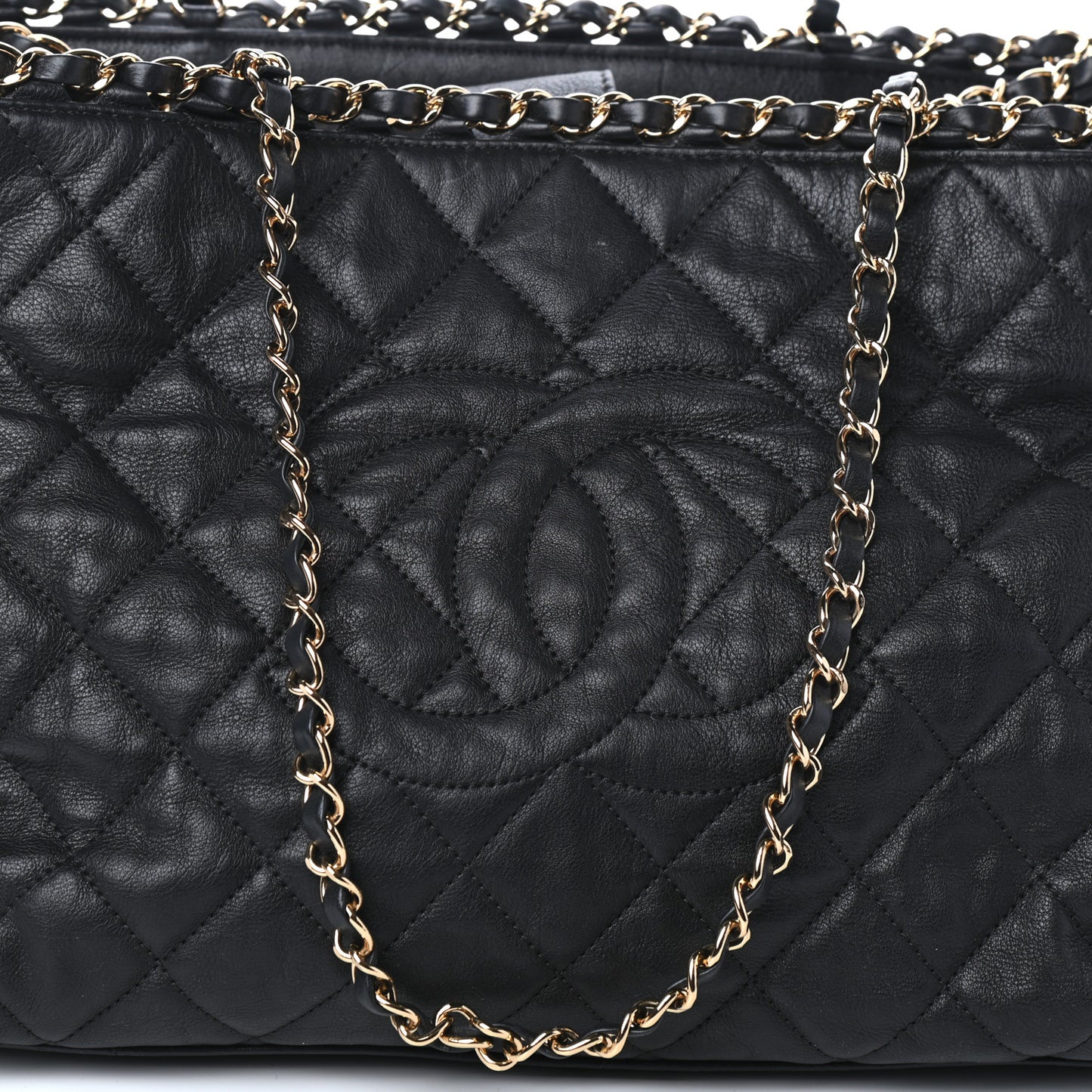 Calfskin Quilted Small Chain Me Tote Black