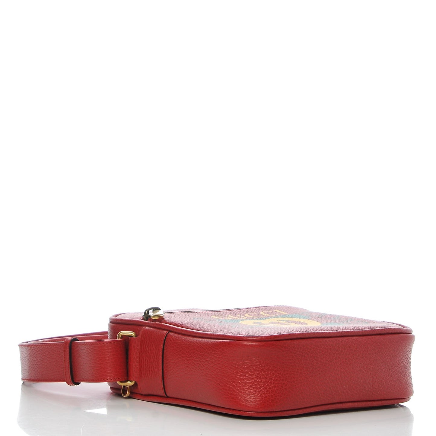Grained Calfskin Logo Messenger Bag Hibiscus Red