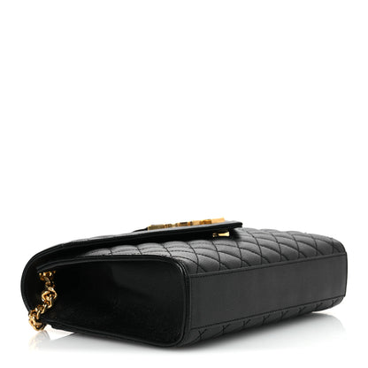 Saint Laurent Grain De Poudre Textured Mixed Matelasse Triquilt Medium Monogram Satchel Black 4 of 12