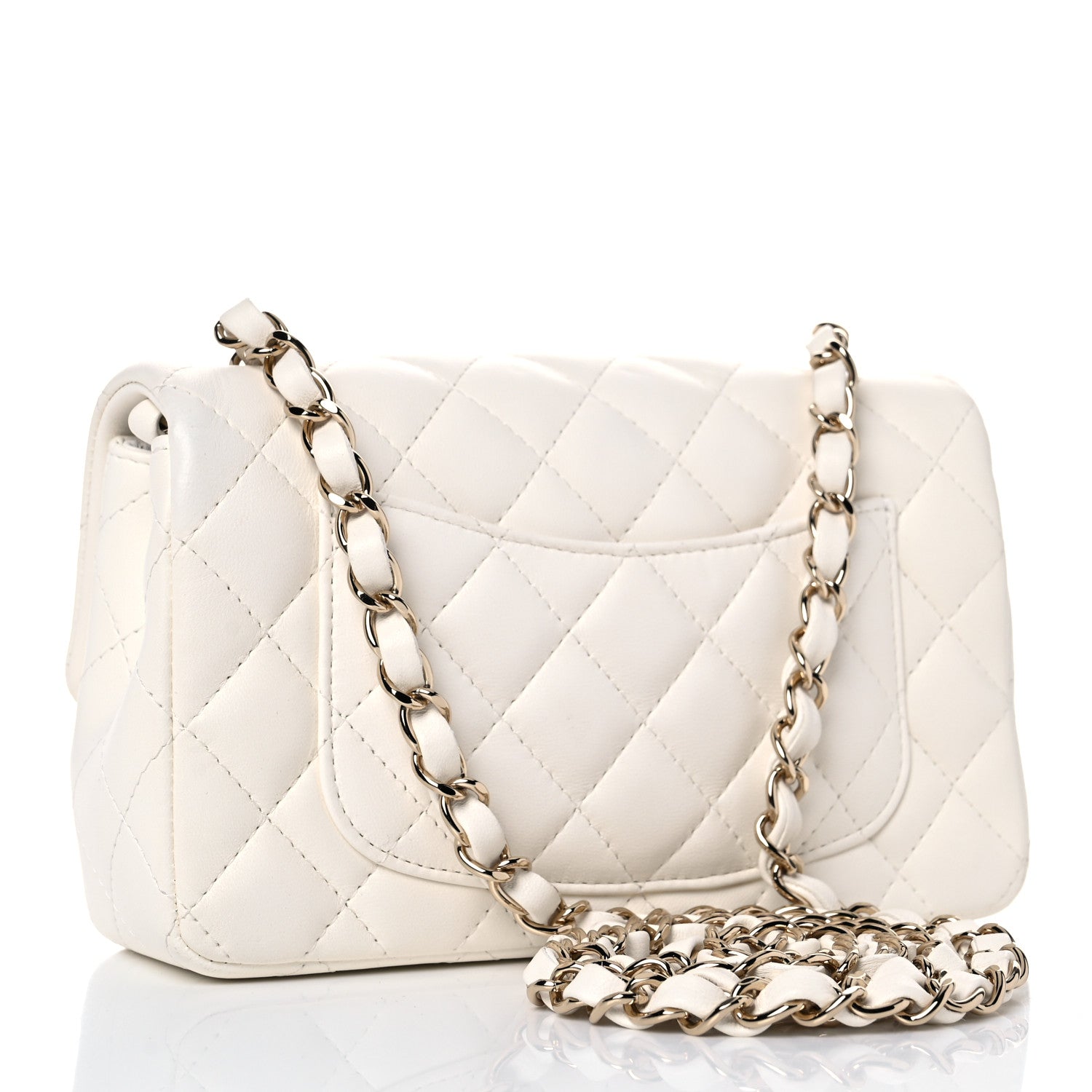 Chanel Lambskin Quilted Mini Rectangular Flap White 3 of 14