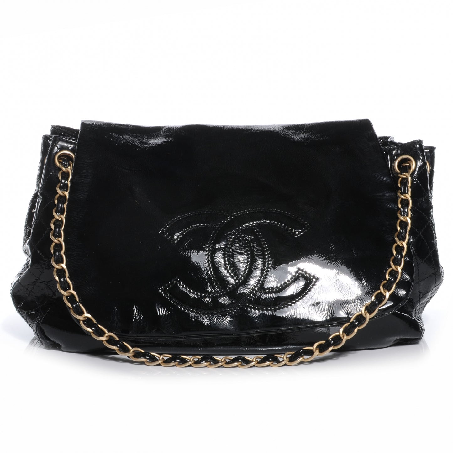 Vinyl Rock and Chain Large Flap Black