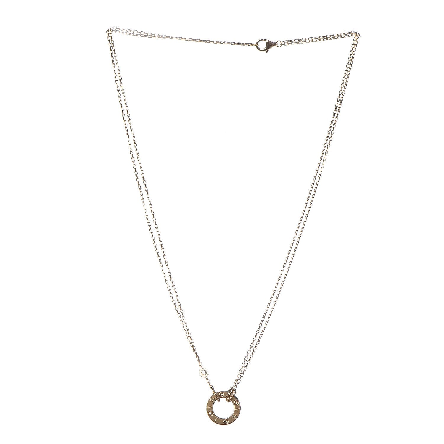 Cartier 18K Yellow Gold 2 Diamond LOVE Necklace 3 of 8