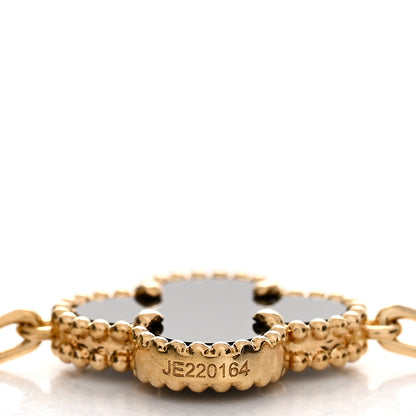 Van Cleef & Arpels 18K Yellow Gold Black Onyx 5 Motifs Vintage Alhambra Bracelet 3 of 4