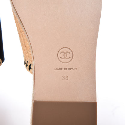 Chanel Suede Grosgrain CC Espadrille Mules 38 Black 6 of 8