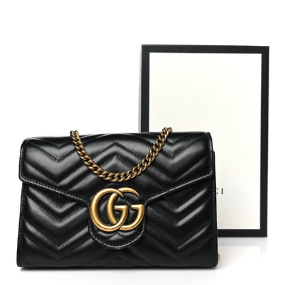 Gucci Calfskin Matelasse GG Marmont Chain Wallet Black 10 of 10