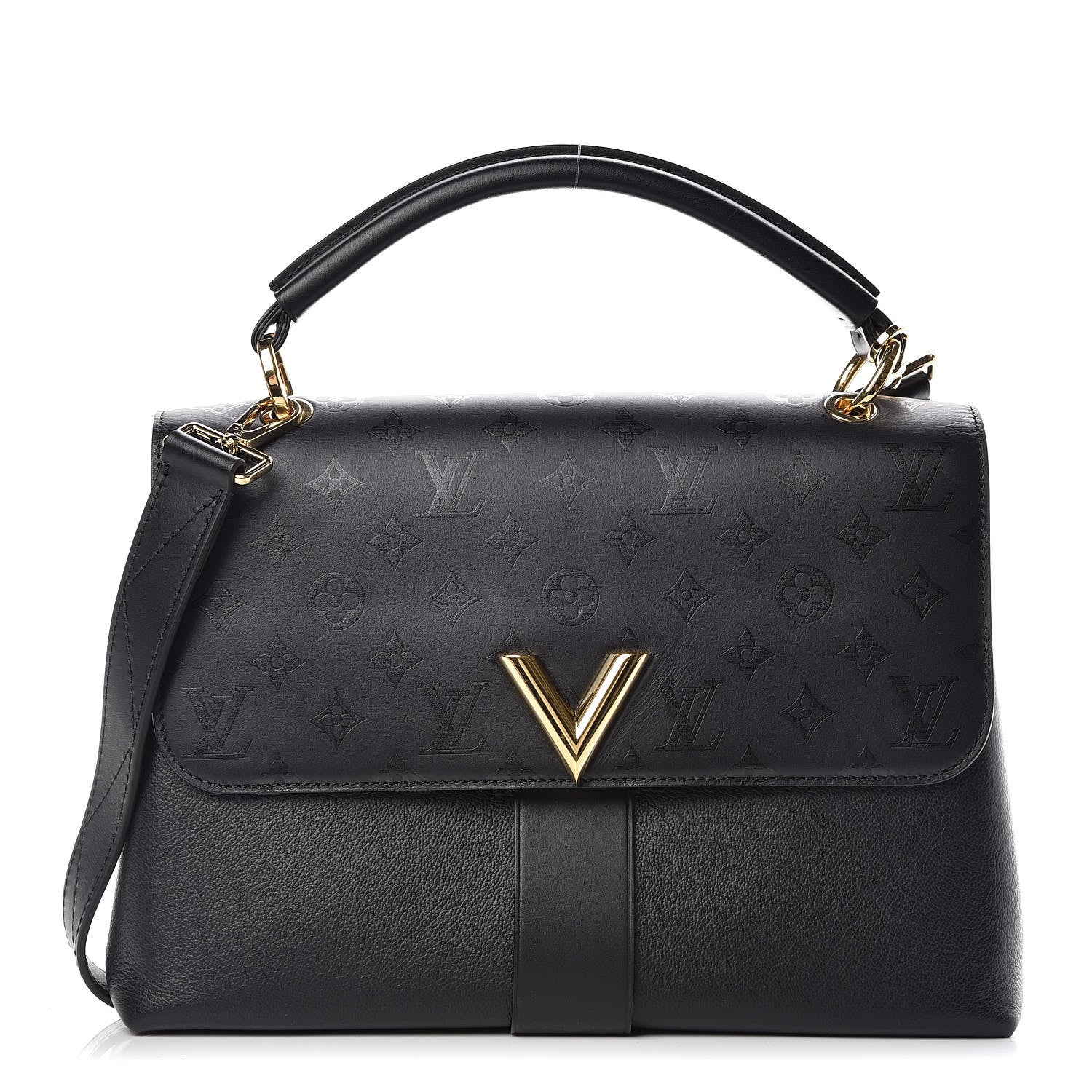 Louis Vuitton Calfskin Monogram Very One Handle Black 1 of 13