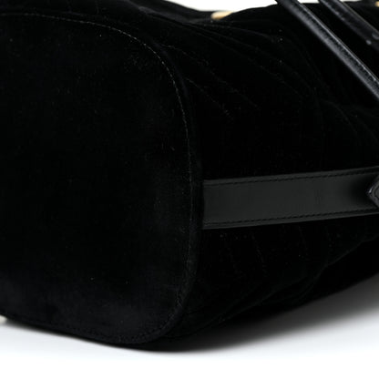 Gucci Velvet Matelasse GG Marmont Bucket Bag Black 9 of 12