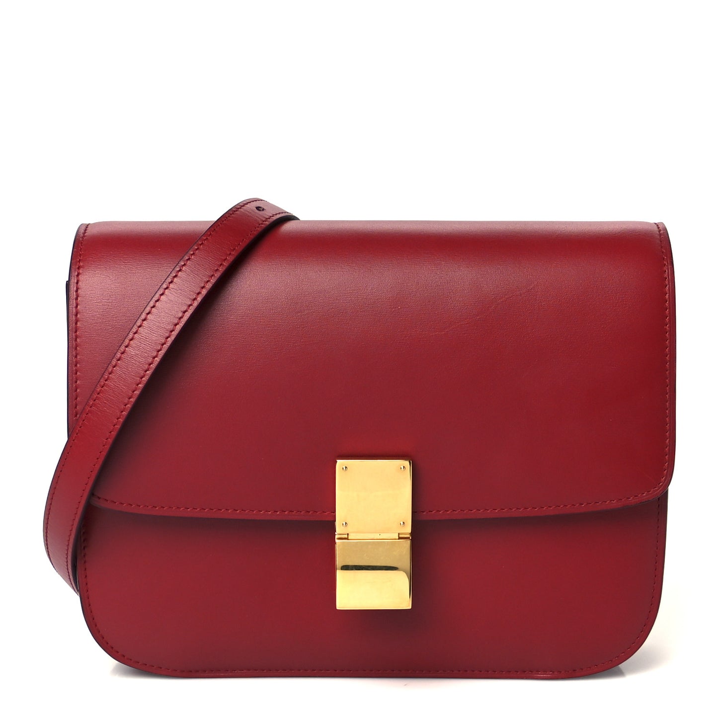 Box Calfskin Medium Classic Box Flap Bag Red