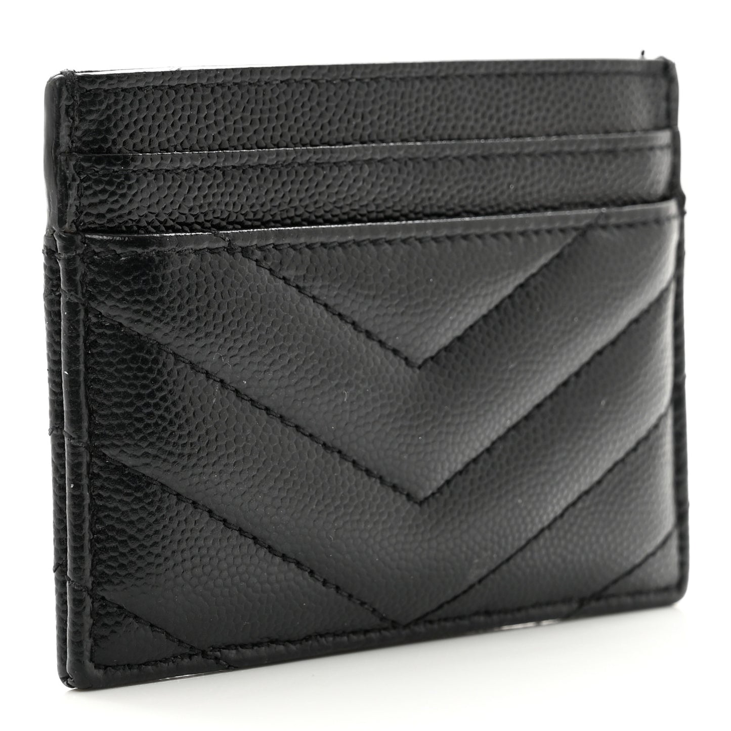 Grain De Poudre Matelasse Chevron Monochrome Monogram Credit Card Case Black