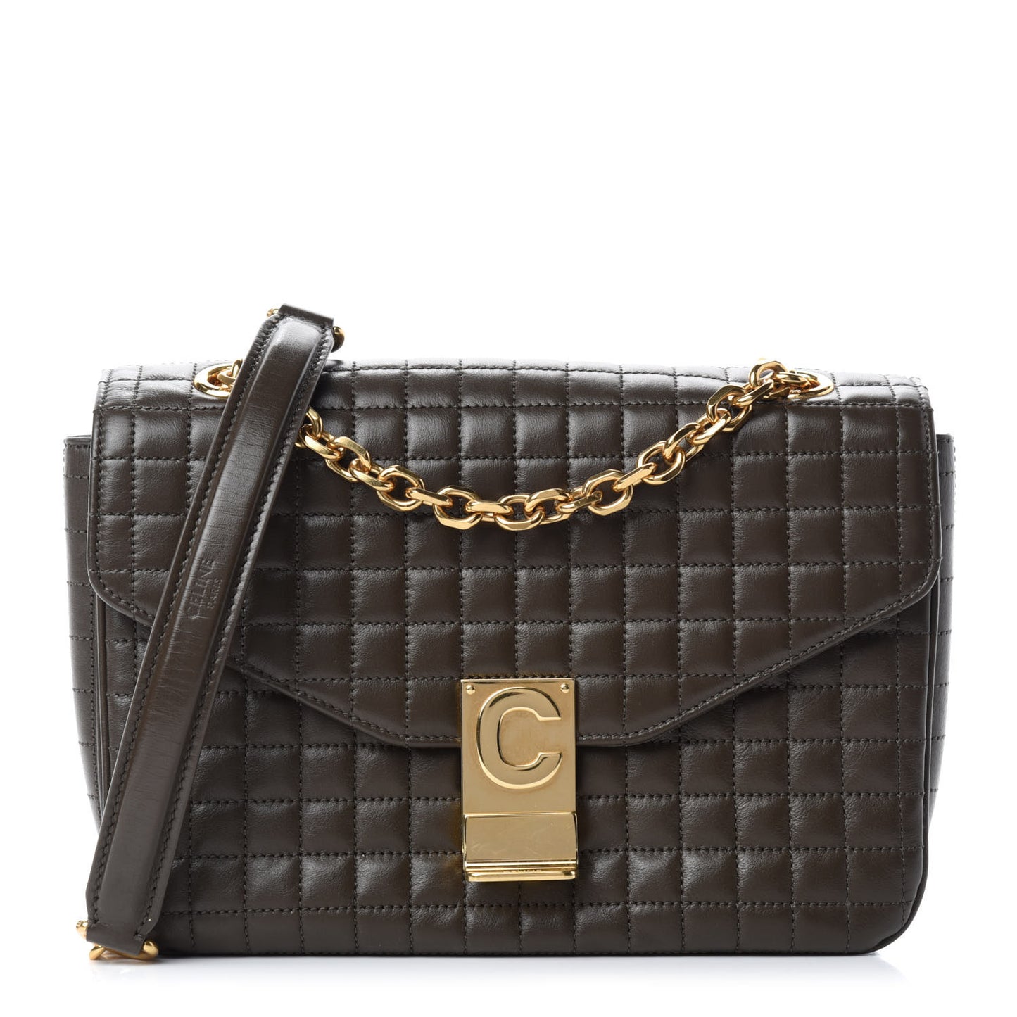 Calfskin Quilted Medium C Bag Khaki