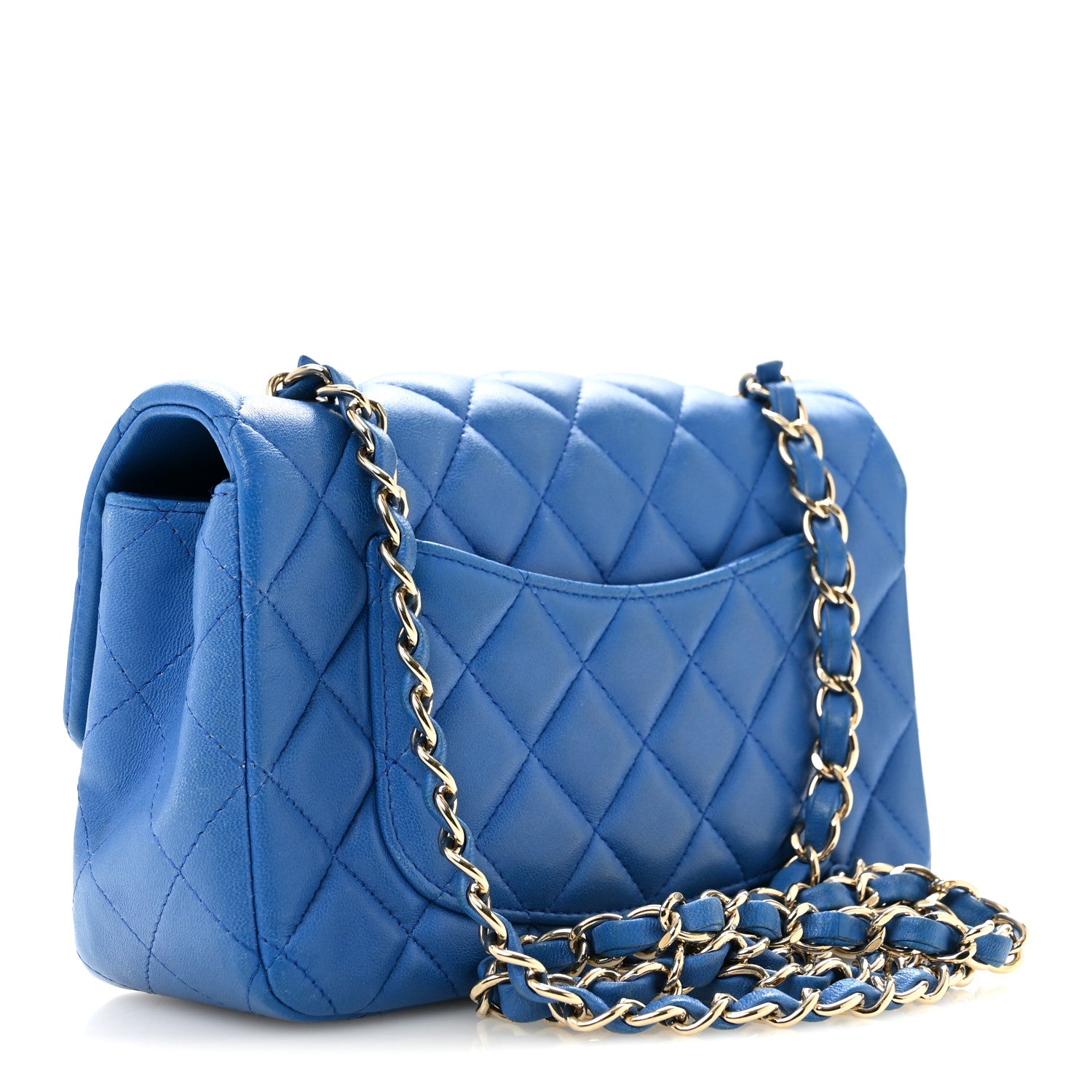 Chanel Lambskin Quilted Mini Rectangular Flap Blue 3 of 13
