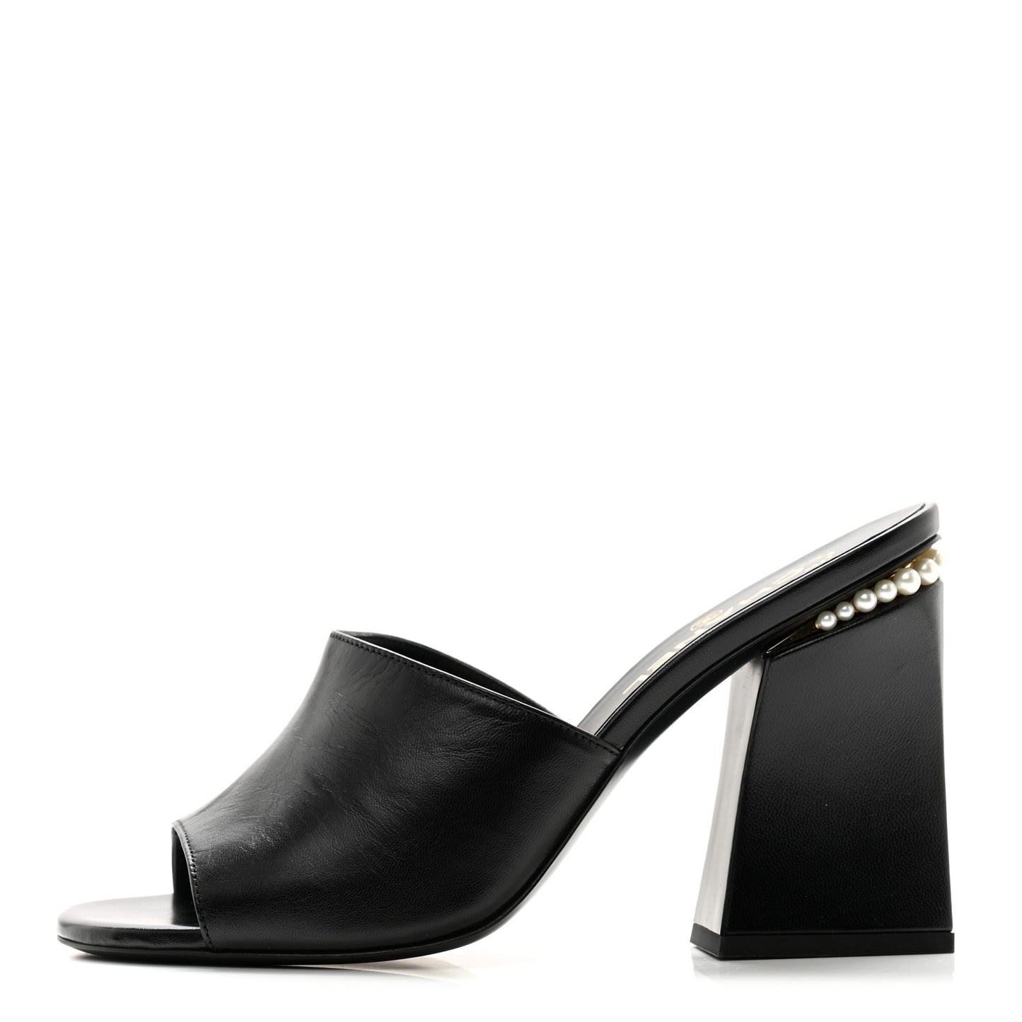 Shiny Goatskin Pearl Mule 40 Black