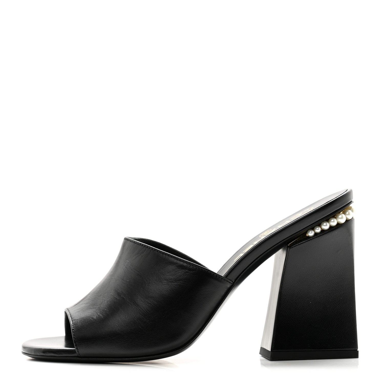 Chanel Shiny Goatskin Pearl Mule 40 Black 1 of 9