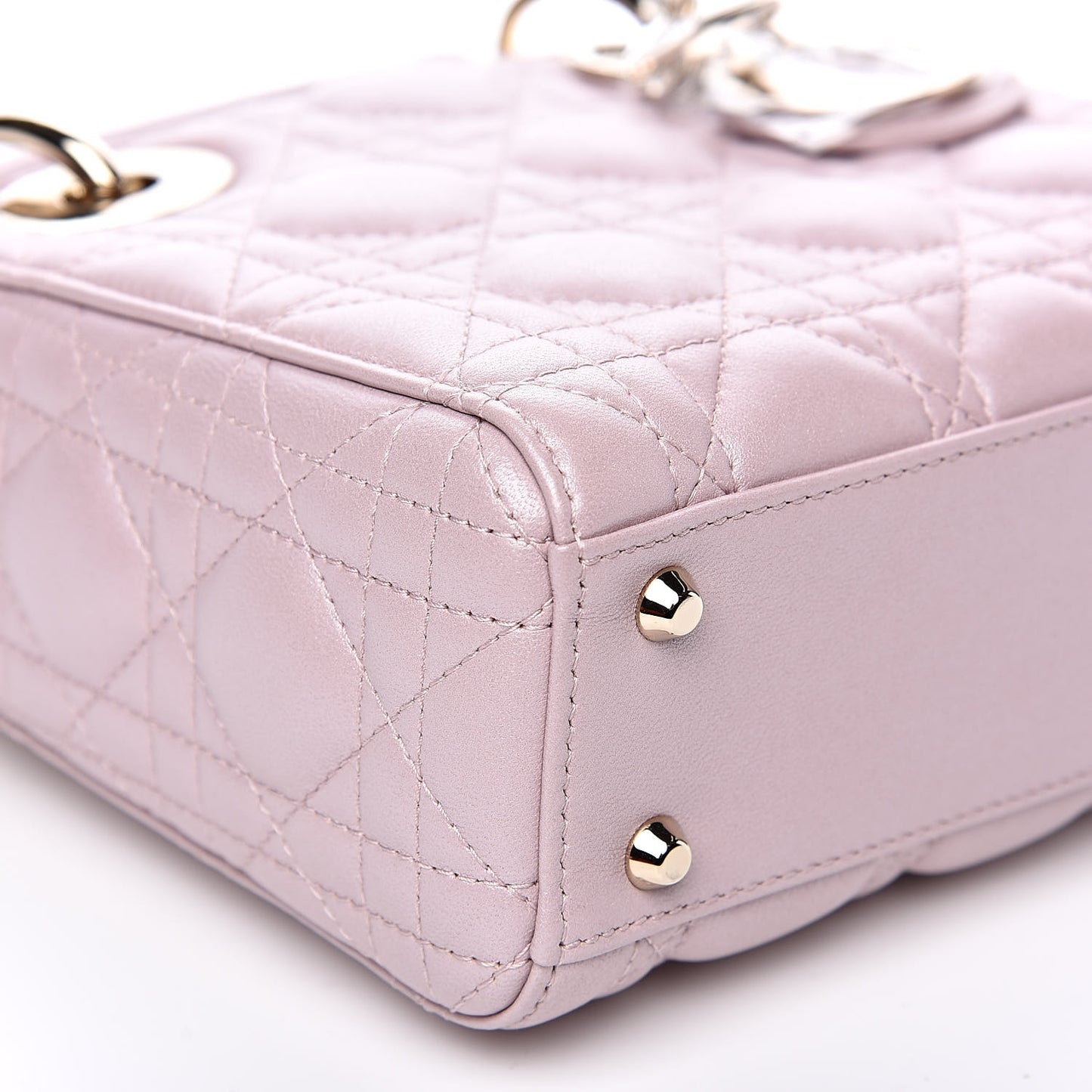 Metallic Lambskin Cannage Mini Lady Dior Lotus