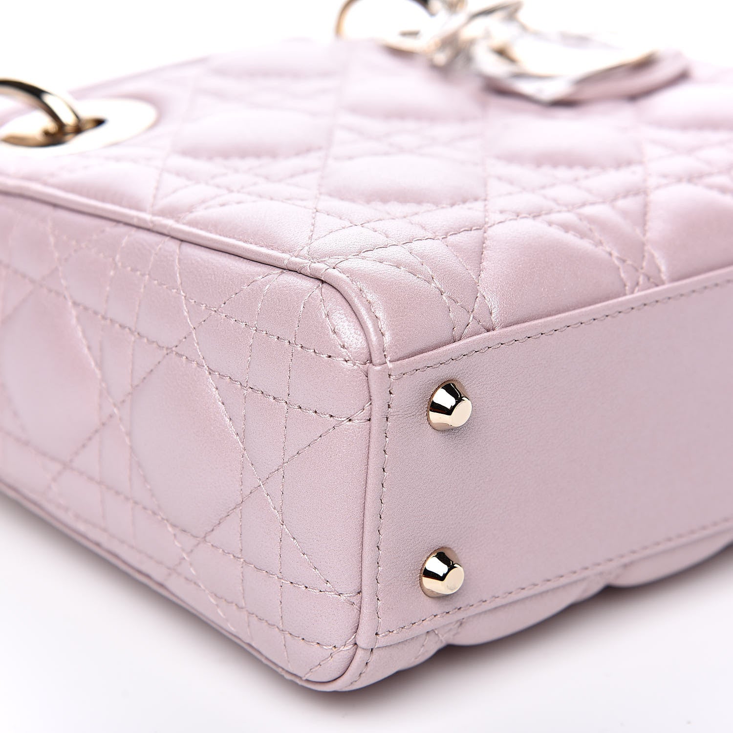 Christian Dior Metallic Lambskin Cannage Mini Lady Dior Lotus 8 of 10