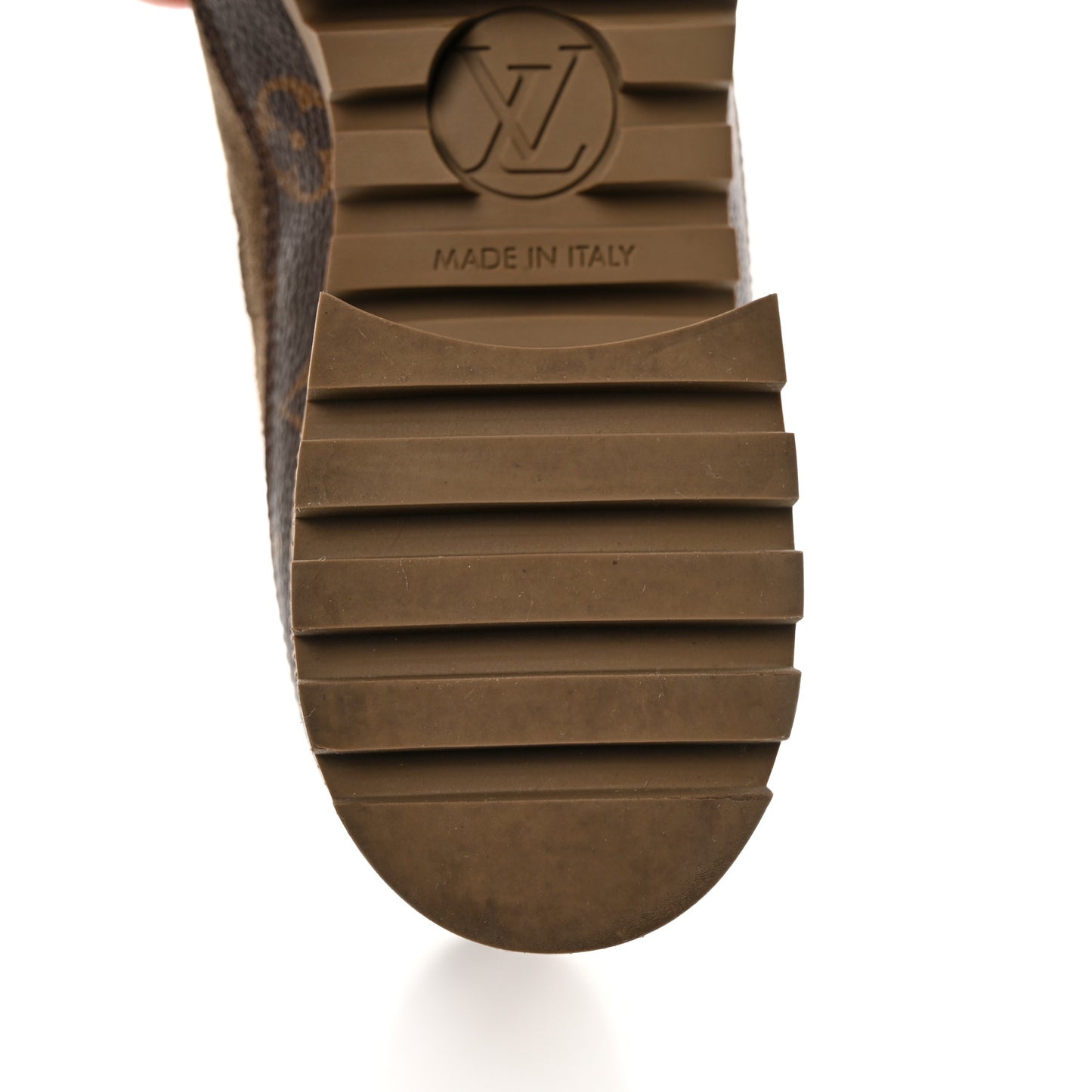 Suede Calfskin Monogram Laureate Platform Desert Boots 39.5 Taupe