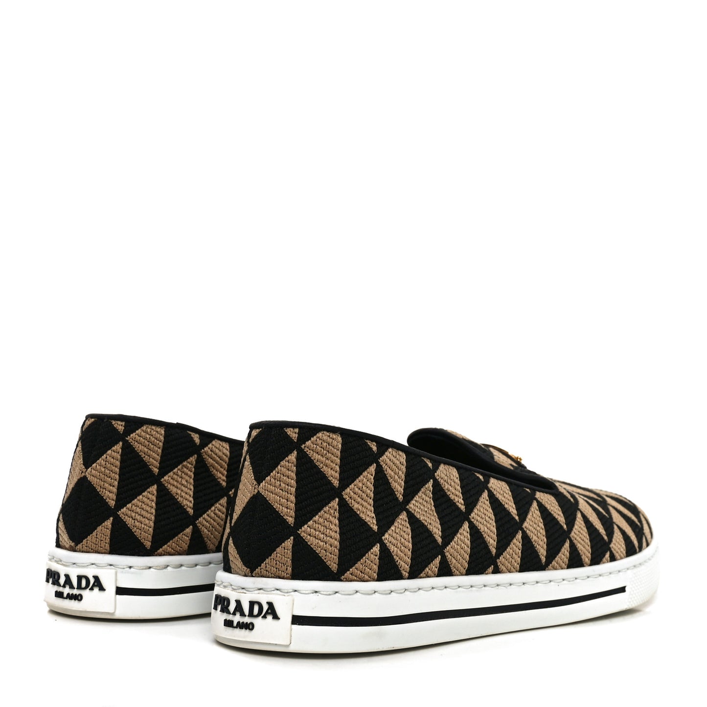 Jacquard Trianglolo Symbole Embroidered Metal Triangle Logo Slip On Sneakers 37.5 Corda Black