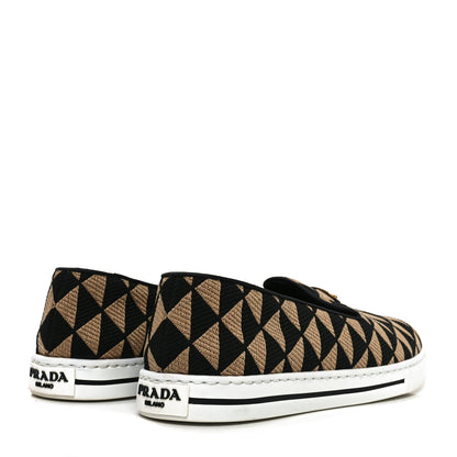 Prada Jacquard Trianglolo Symbole Embroidered Metal Triangle Logo Slip On Sneakers 37.5 Corda Black 5 of 10