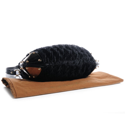 Gucci Patent Chevron Fur Medium Indy Hobo Black 4 of 7