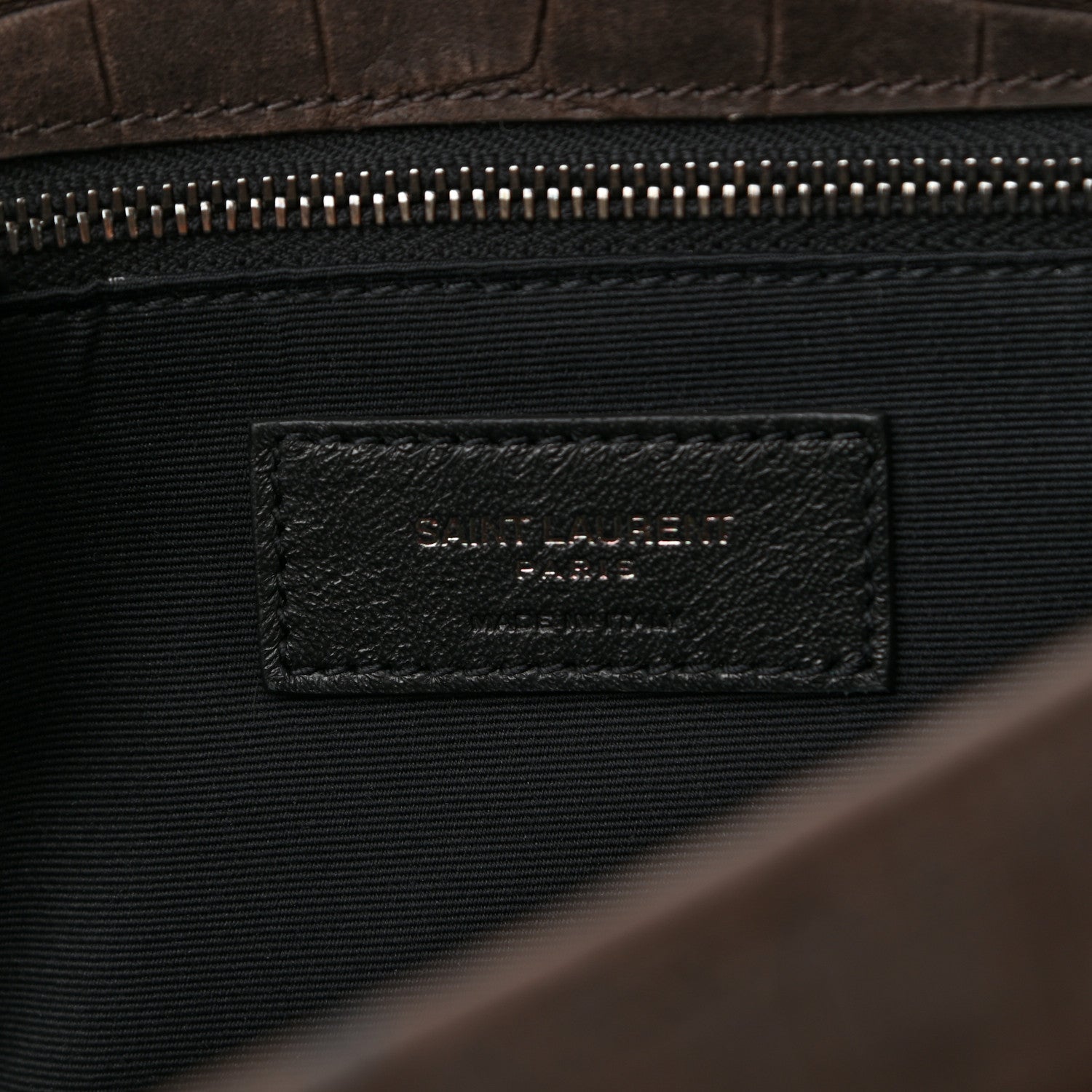 Saint Laurent Nubuck Crocodile Embossed Monogram Medium Niki Chain Satchel Wood 6 of 10