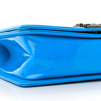 Chanel Patent Calfskin Quilted Medium Boy Flap Blue 9 of 12