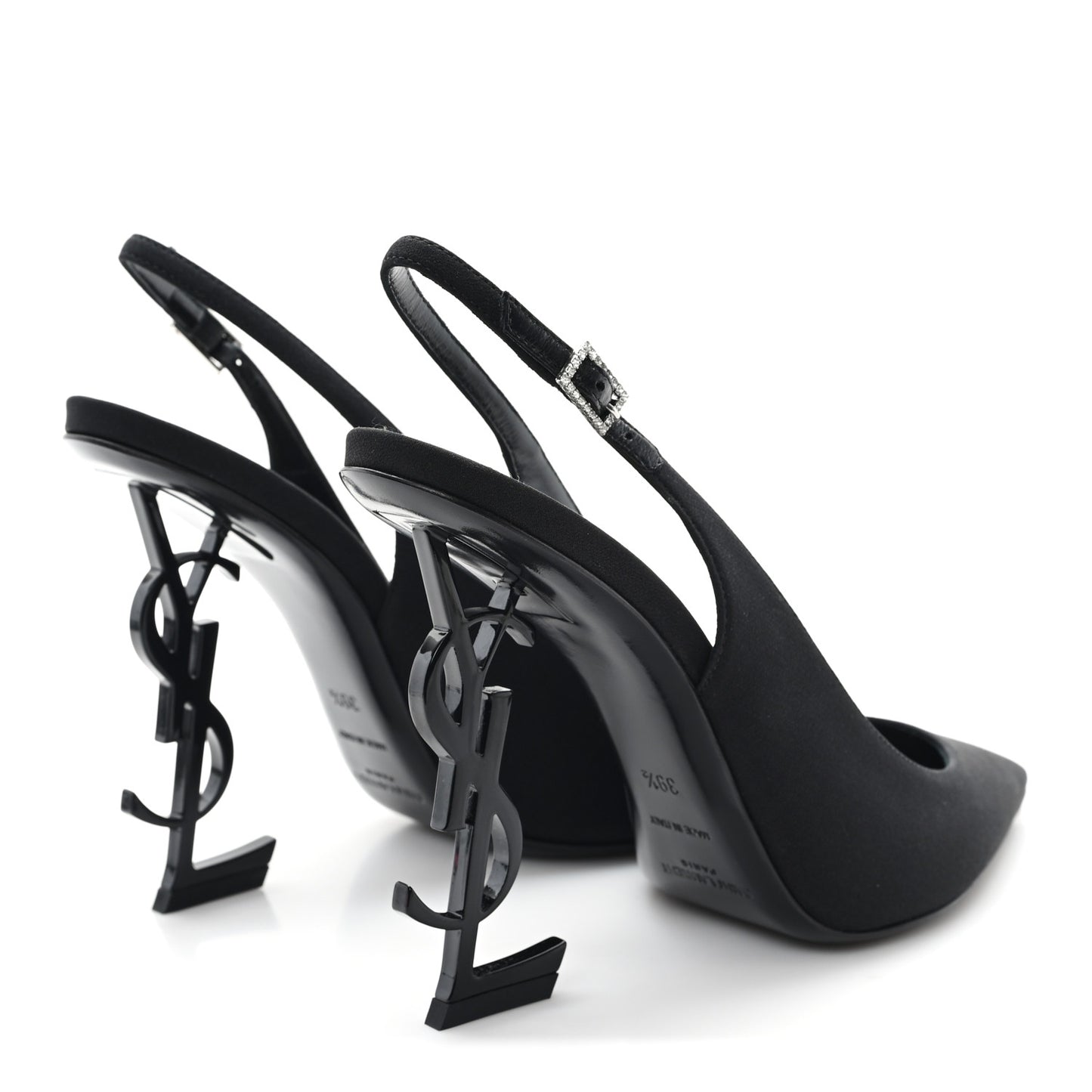 Crepe Satin Crystal Opyum 110 Slingback Pump 39.5 Black
