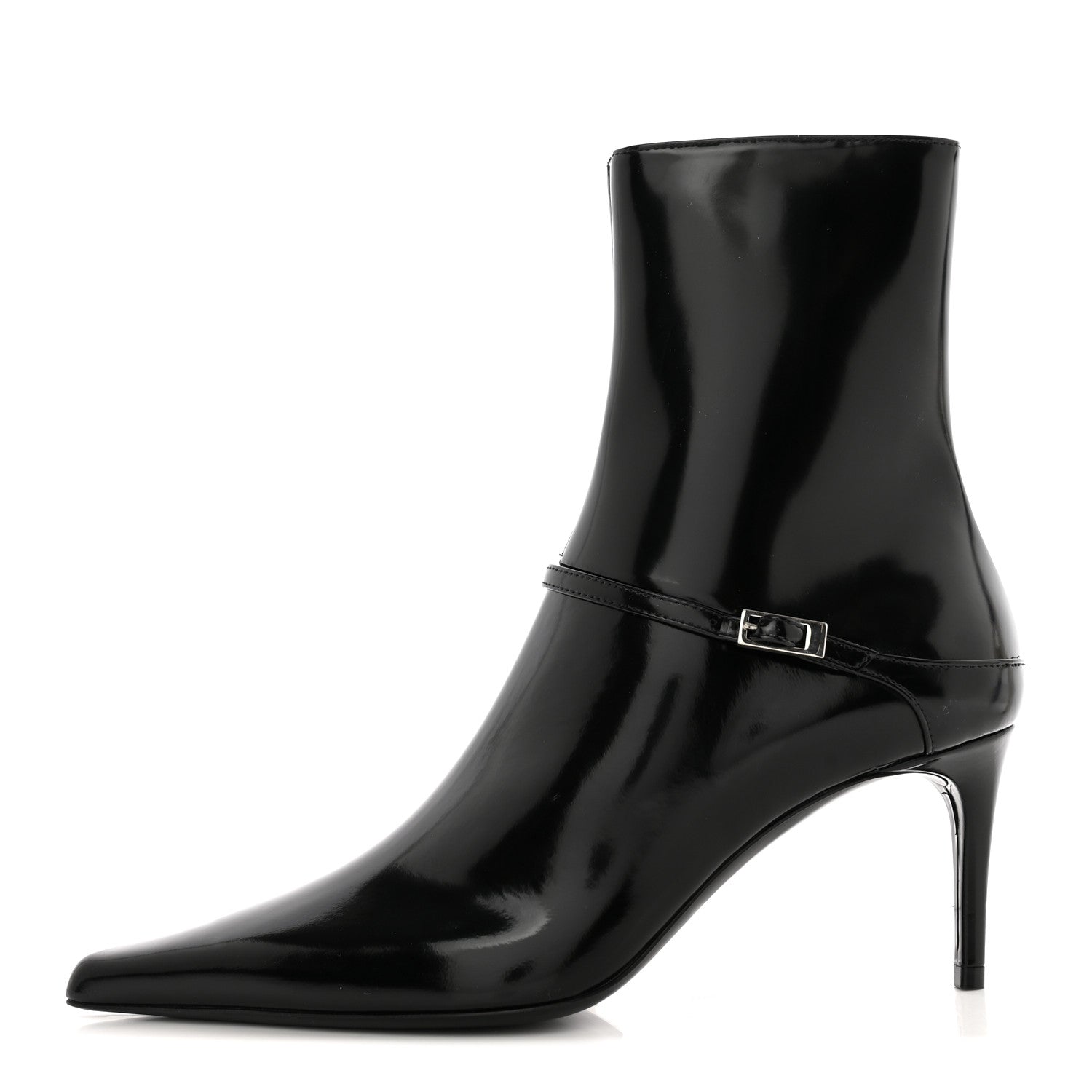 Saint Laurent Patent Vendome Buckle Ankle Booties 36 Black 1 of 9