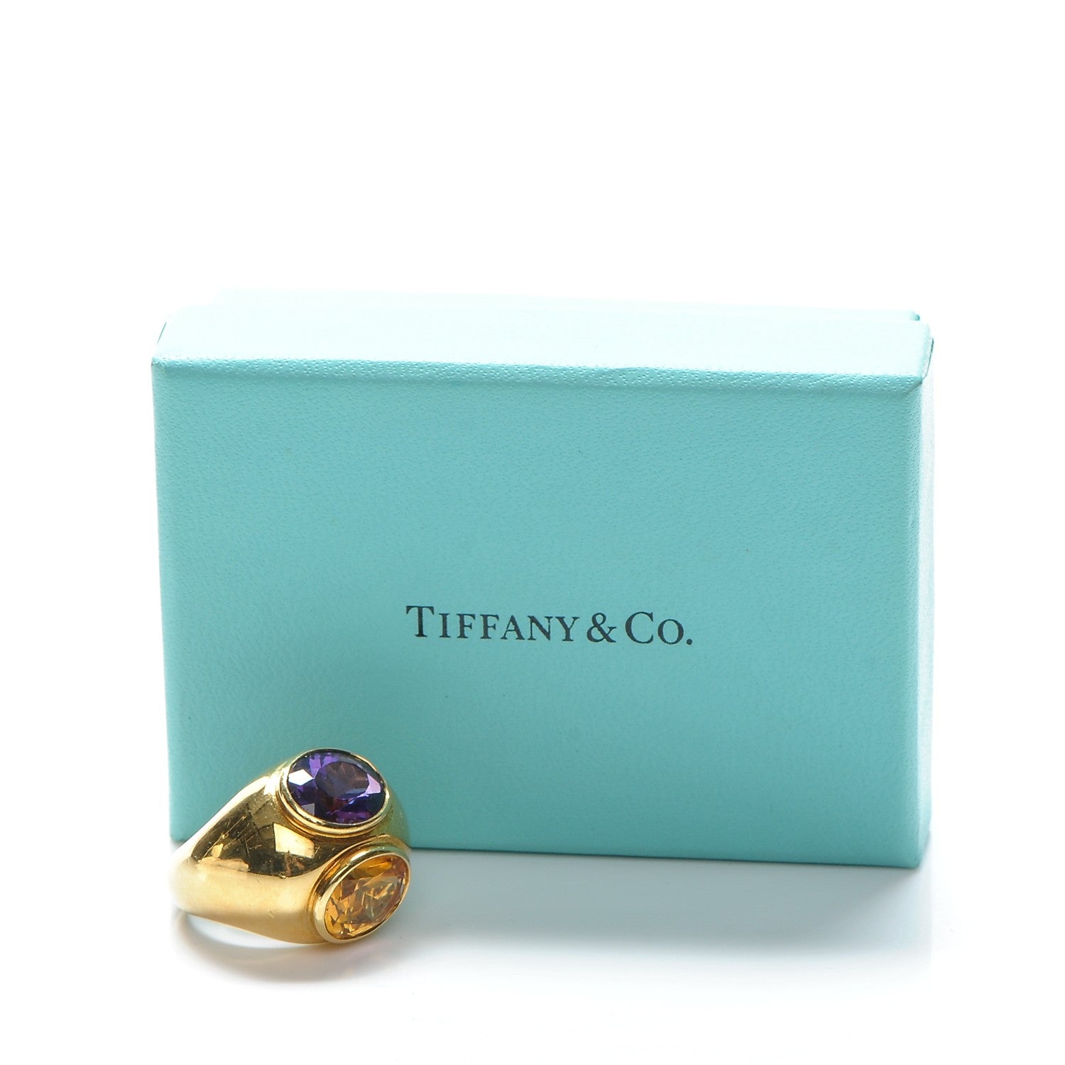 Tiffany 18K Yellow Gold Amethyst Citrine Paloma Picasso Double Oval Ring 7.5 6 of 6