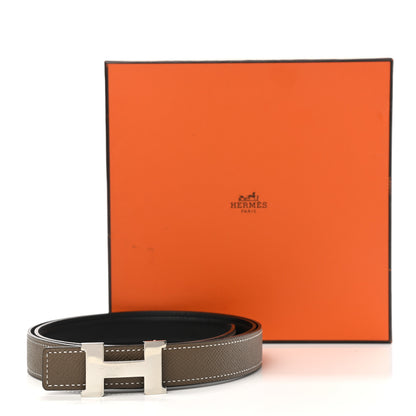 Hermes Swift Epsom 24mm Mini Constance H Belt 95 Black Etoupe 6 of 6