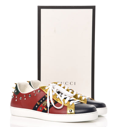 Gucci Calfskin Web Studded Mens Ace Sneakers 10 Red 10 of 10