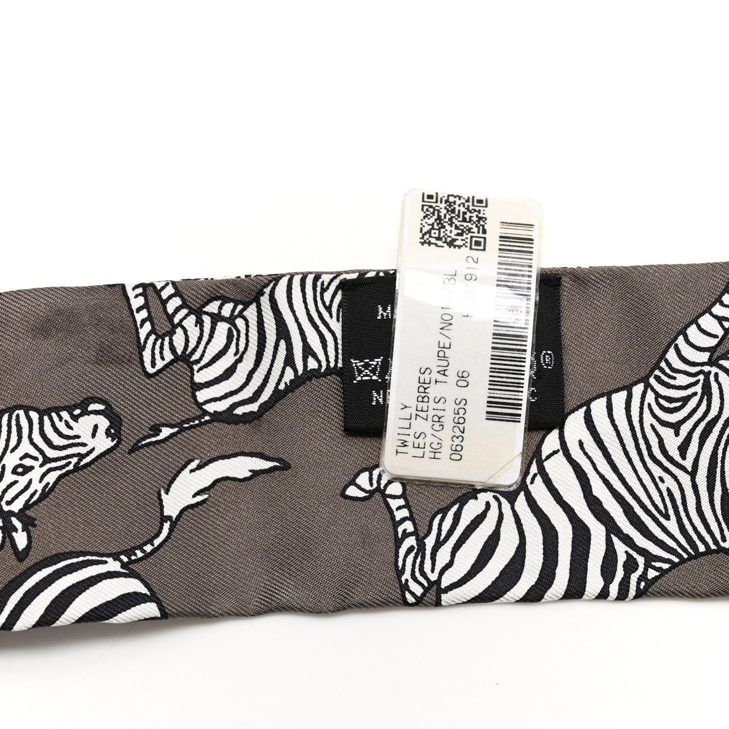 Hermes Silk Les Zebres Twilly Gris Taupe Black White 3 of 6