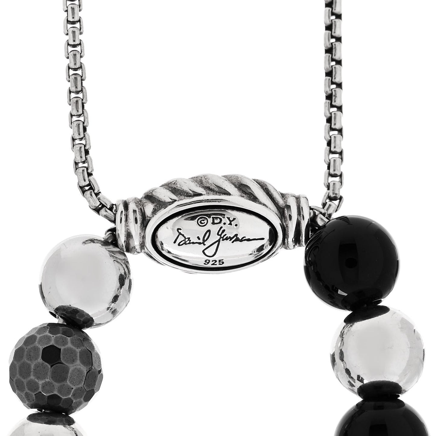 Sterling Silver Black Onyx Hematite 8mm Elements Bead Bracelet