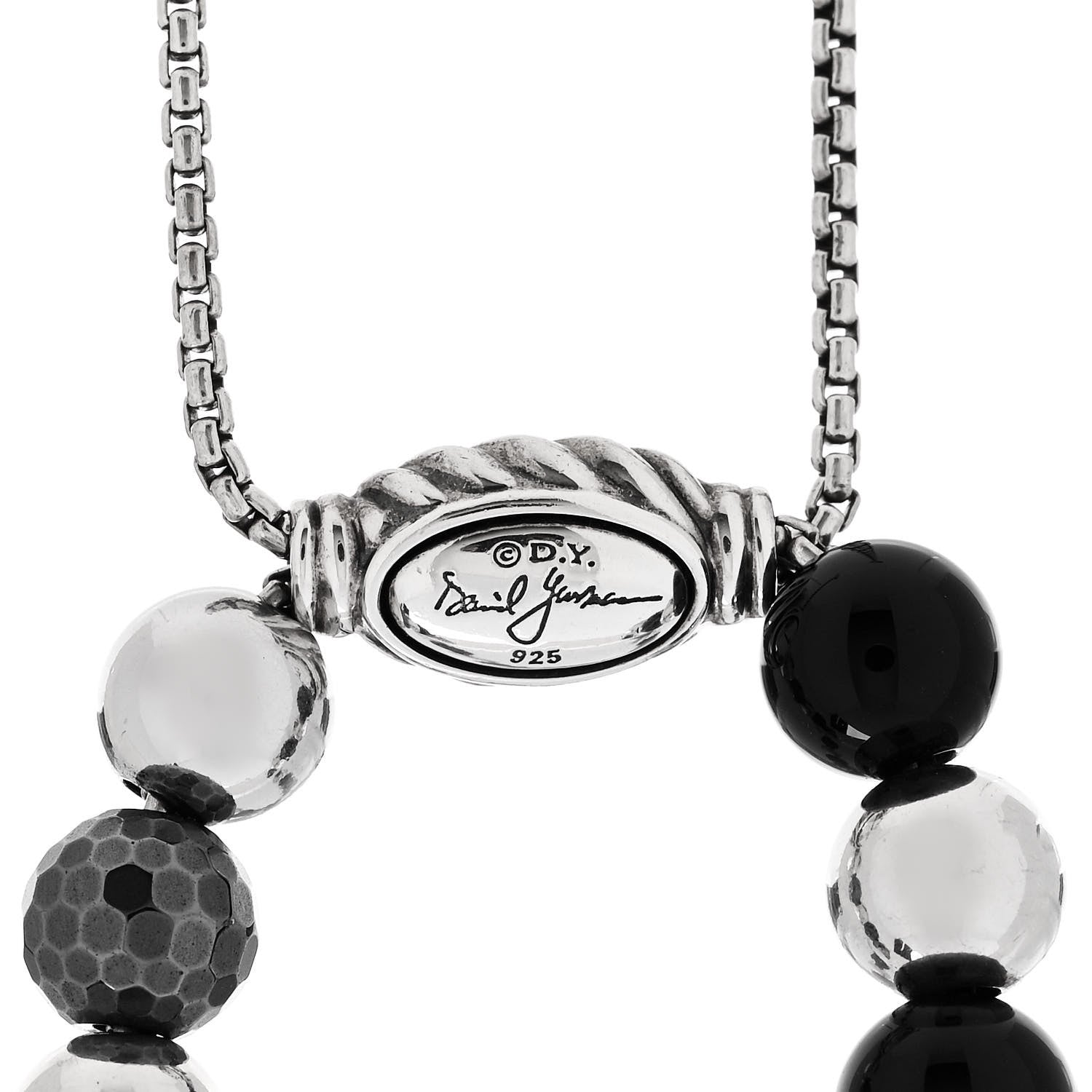 David Yurman Sterling Silver Black Onyx Hematite 8mm Elements Bead Bracelet 3 of 3