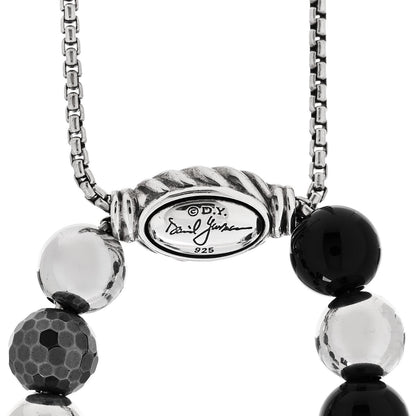 David Yurman Sterling Silver Black Onyx Hematite 8mm Elements Bead Bracelet 3 of 3