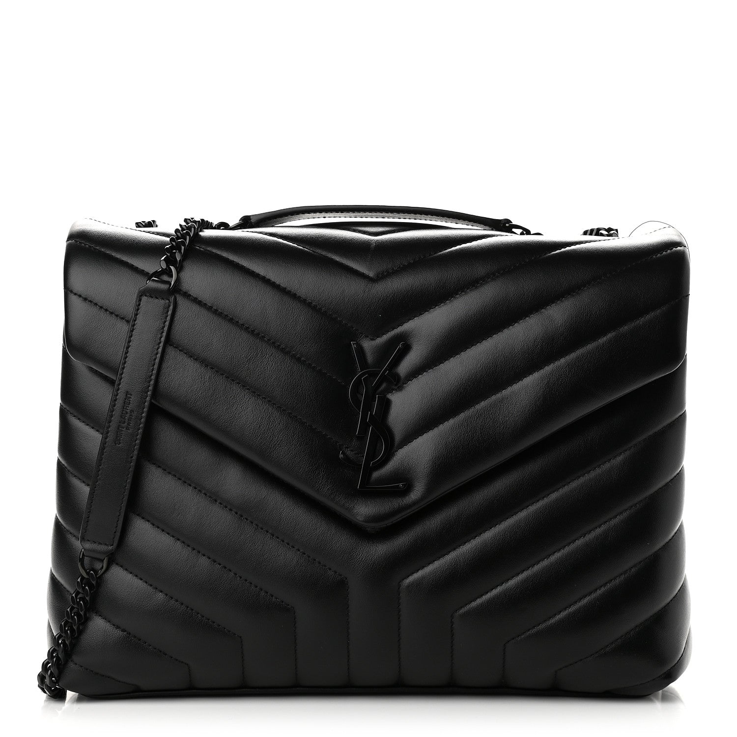 Saint Laurent Calfskin Y Quilted Monogram Medium Loulou Chain Satchel Black 1 of 9