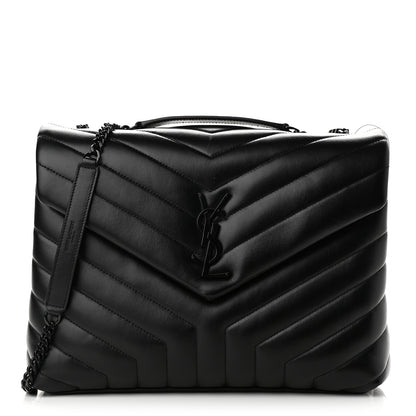 Saint Laurent Calfskin Y Quilted Monogram Medium Loulou Chain Satchel Black 1 of 9