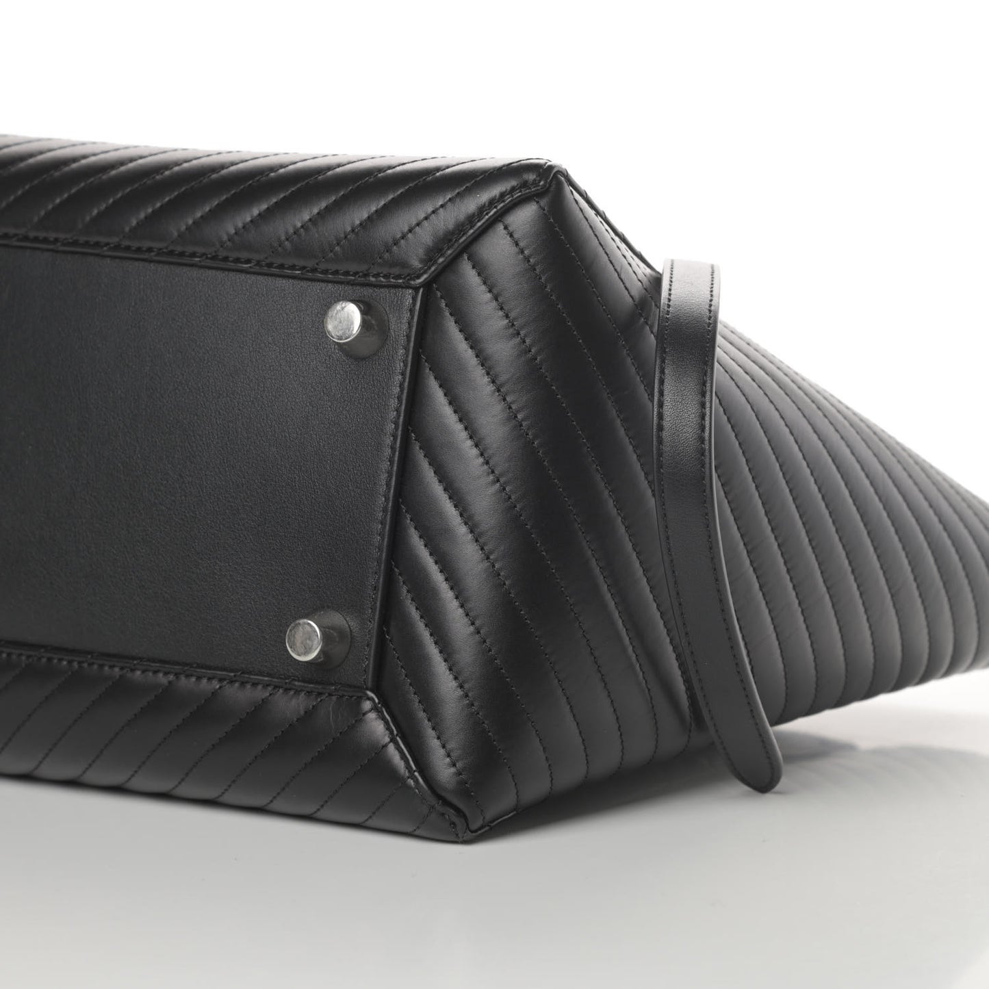 Calfskin Diagonal Quilted Mini Belt Bag Black